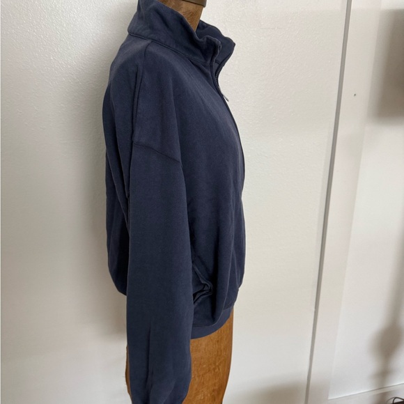 NWT Navy Blue Fleece Zip-Up Pink by Victoria’s Secret Sweatshirt XS - Picture 3 of 6